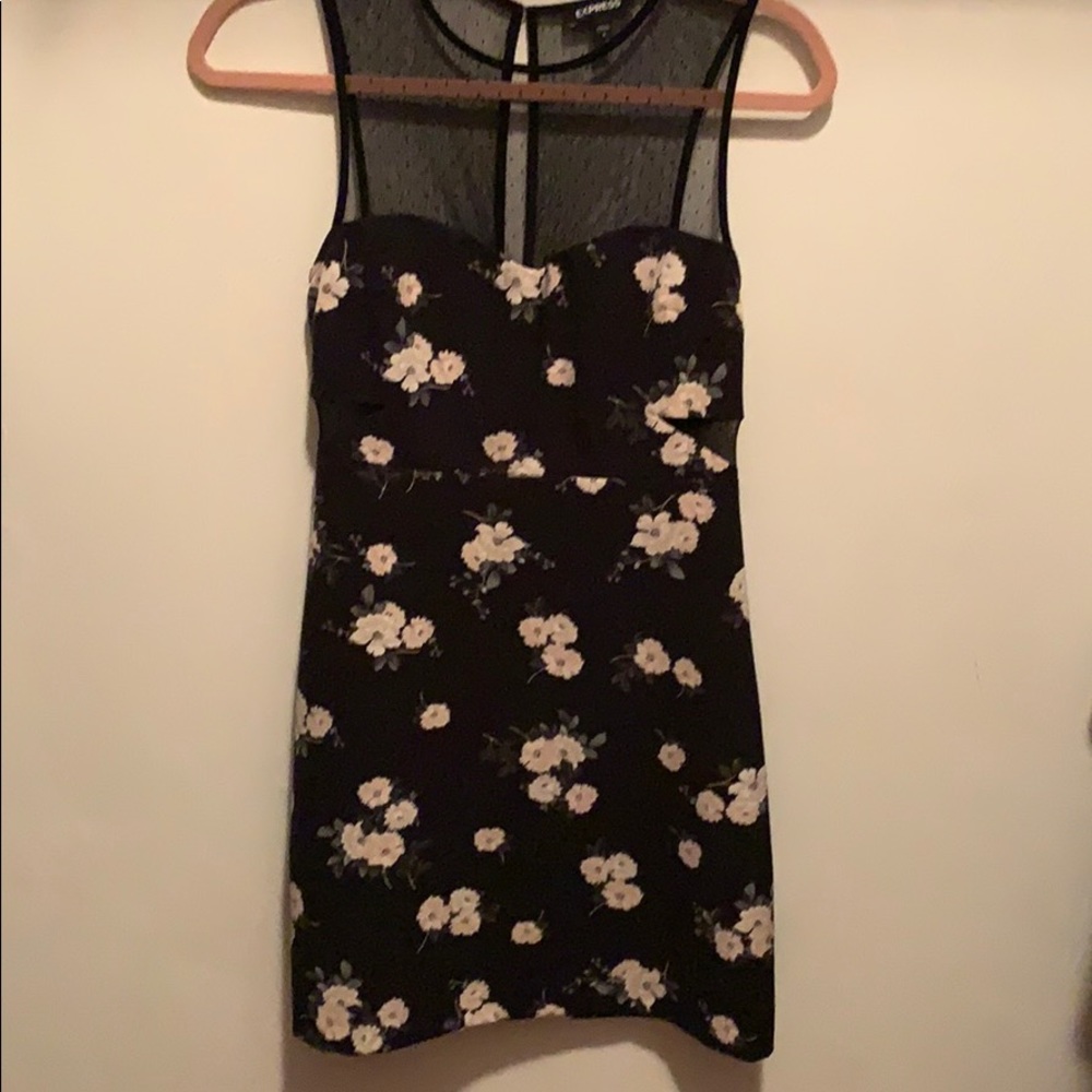 Black floral mini dress